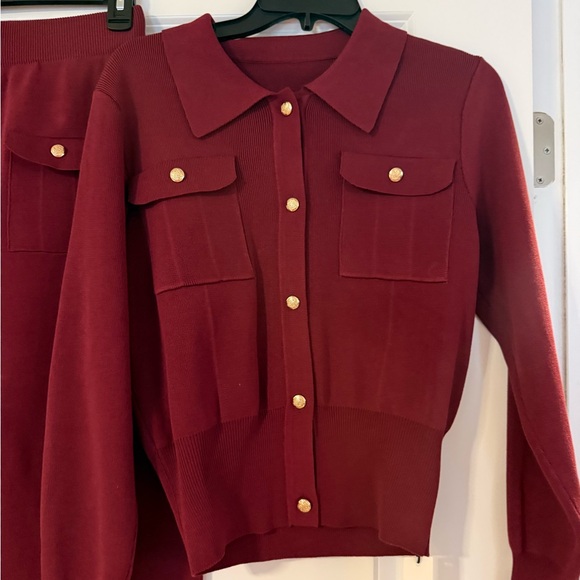 NWT Commense Metal Button Collared Cardigan and Midi Skirt Set small - Picture 6 of 7